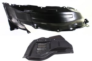 Front Fender Liner Right (Passenger) for Toyota Sequoia 2008-2022, Front and Rear Section, 2-Piece Plastic Vacuum Form Set, 2010-2022 without Cold Climate Specification, Replacement