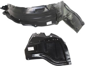 Front Fender Liner Pair/Set for Toyota Sequoia 2008-2022, Right (Passenger) and Left (Driver) Rear Section, Plastic, Vacuum Form, Excluding Cold Climate Spec, 2010-2022 Replacement
