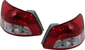 Tail Light Pair/Set for 2007-2012 Toyota Yaris Sedan Base Model without Sport Package, Includes Right (Passenger) and Left (Driver) Lenses and Housings, Replacement