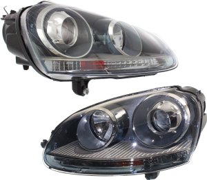 Headlight Pair/Set for Volkswagen Jetta 2005-2010 Models, Right (Passenger) and Left (Driver), No Bulb, Xenon, Specifically for 2005 2.5/TDI Model - Replacement Set