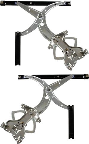Front Window Regulator Pair/Set for Volkswagen Passat 1990-1997, Right (Passenger) and Left (Driver), Power, Without Motor, Replacement