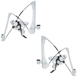 Front Window Regulator Pair/Set for Chevrolet Equinox/GMC Terrain 2012-2017, Right (Passenger) and Left (Driver), With Power Motor, Replacement