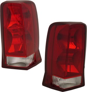 Tail Light Assembly Pair/Set for Cadillac Escalade, 2002-2006, Right (Passenger) and Left (Driver), Red Signal Lens, Replacement