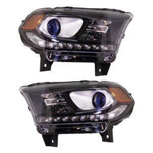 Headlight Assembly Pair/Set for Dodge Durango 2016-2020 Right (Passenger) and Left (Driver) Halogen with LED Daytime Running Light Replacement