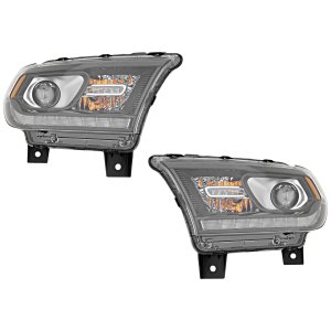 Headlight Assembly for Dodge Durango 2014-2015, Right (Passenger) and Left (Driver), Halogen, with Daytime Running Light, Replacement Pair/Set