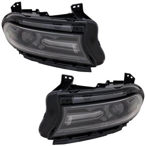 Headlight Assembly Pair/Set for 2018-2021 Dodge Charger, Right (Passenger) and Left (Driver), Halogen, without HID Option, Replacement