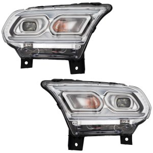 Pair/Set - LED Headlight Assembly Pair/Set for Dodge Durango 2021-2022, Right (Passenger) and Left (Driver), Standard Type, Chrome Interior, with Daytime Running Light, Replacement