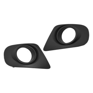 Front Fog Light Molding Pair/Set for 2011-2019 Dodge Journey, Right (Passenger) and Left (Driver), Textured Black, with Fascia, Type 2 Replacement