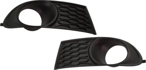 Front Fog Light Molding Pair/Set for Dodge Journey 2011-2020, Right (Passenger) and Left (Driver), Textured Black, with Fascia, Type 1 Replacement