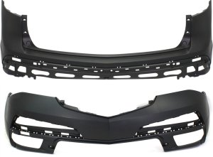 Front and Rear Bumper Cover Set for 2010-2013 MDX, Primed (Ready to Paint), Replacement
