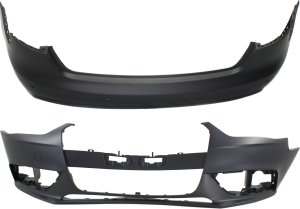 Front and Rear Bumper Cover Set for Audi A4 2013-2016 Sedan, Primed (Ready to Paint), without S-Line Package, Replacement