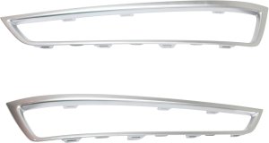 Front Bumper Grille Molding Pair/Set for 2010-2013 Acura MDX, Right (Passenger) and Left (Driver), Garnish, Painted Silver, Replacement