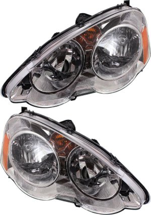 Headlight Lens and Housing Pair/Set for Acura RSX 2002-2004, Right (Passenger) and Left (Driver), Replacement