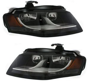 Headlight Assembly for Audi A4/A4 Quattro 2009-2012, Right (Passenger) and Left (Driver), Halogen Replacement Pair/Set