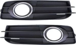 Front Fog Light Molding Pair/Set for Audi A3 2009-2013 Right (Passenger) and Left (Driver), Black with Chrome Trim, with Sport Package, Replacement