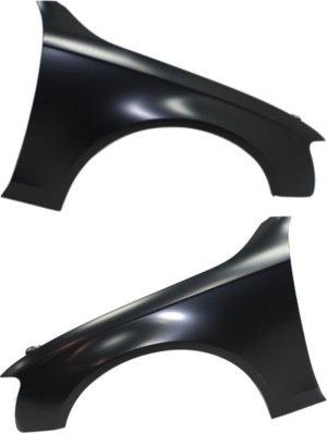 Front Fender Pair/Set for Audi A4/S4 2013-2016, Right (Passenger) and Left (Driver), Primed (Ready to Paint), Sedan/Wagon, Steel, without Side Light Hole, Replacement