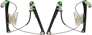 Front Window Regulator Pair/Set for Audi A4 1996-2002, Right (Passenger) and Left (Driver) Side, Power Function, Without Motor, Replacement
