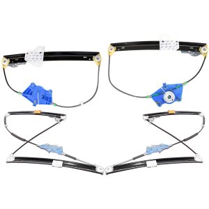 Front and Rear Window Regulator Pair/Set for Audi A4 2002-2008, Right (Passenger) and Left (Driver), Power, without Motor, Sedan/Wagon, Replacement