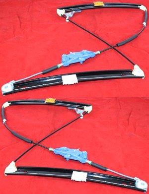 Pair/Set - Front Window Regulator for Audi A4 2002-2008, Right (Passenger) and Left (Driver), Power, without Motor, Sedan/Wagon, Replacement