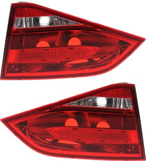 Inner Tail Light Pair/Set for Audi A4/A4 Quattro Sedan 2009-2012, Right (Passenger) and Left (Driver), Lens and Housing, Halogen/Bulb Type, Replacement