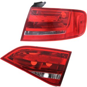 Tail Light Set for Audi A4 2009-2012/S4 2010-2012, Right (Passenger) Inner and Outer, Set of 2, Lens and Housing, Halogen/Bulb Type, Sedan Replacement