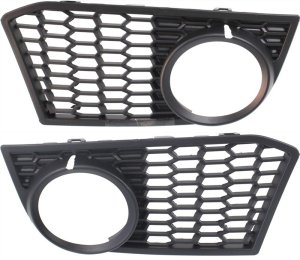 Front Fog Light Molding Pair/Set for BMW 5-Series 2011-2013, Right (Passenger) and Left (Driver), Textured Black, with M Package, Sedan - Replacement Models: for 528i, 535i, 550i.