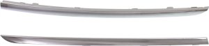 Front Bumper Molding Pair/Set for BMW 7-Series 2009-2012, Right (Passenger) and Left (Driver), Chrome, without M Package, Replacement. Models: for 740i, 740Li, 750i, 750Li, 760i, 760Li, B7 Alpina.
