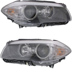 Headlight Assembly for BMW 5-Series 2011-2013, Right (Passenger) and Left (Driver) Halogen Replacement Pair/Set - Fits: 528i, 535i, 550i, M5
