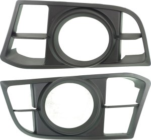 Pair/Set - Front Fog Light Molding for BMW 5-Series 2014-2016, Textured Black, w/ M Package, Sedan, Right (Passenger) and Left (Driver) Side, Replacement Models: for 528i, 535i, 550i.