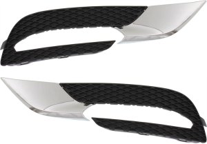 Front Fog Light Molding Pair/Set for 2013-2017 Buick Enclave, Right (Passenger) and Left (Driver), Black with Chrome Trim - Replacement