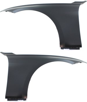 Front Fender Primed (Ready to Paint) Pair/Set for BMW 3-Series 2012-2019 Sedan/Wagon, Steel, Right (Passenger) and Left (Driver), Excluding 330e/Plug-in Models, Replacement. Models: for 316i, 318i, 320i, 328i, 335i.