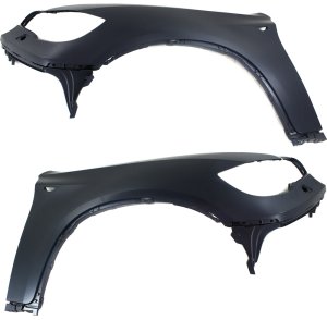 Front Fender Pair/Set for BMW X6 2008-2014, Right (Passenger) and Left (Driver), Primed (Ready to Paint), Fiberglass, with Headlight Washer Hole, Side Light Hole, Replacement