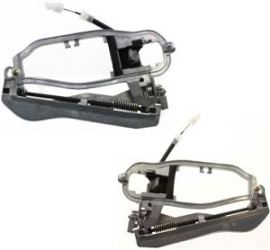 Front Door Handle Pair/Set for BMW X5 2000-2006 with Right (Passenger) and Left (Driver) Outside Carriers, Includes Base and Cable - Replacement 