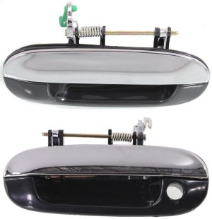 Front Exterior Door Handle Pair/Set for Buick Trailblazer/Envoy 2002-2009, Right (Passenger) and Left (Driver), Chrome Lever+Smooth Black Housing Replacement