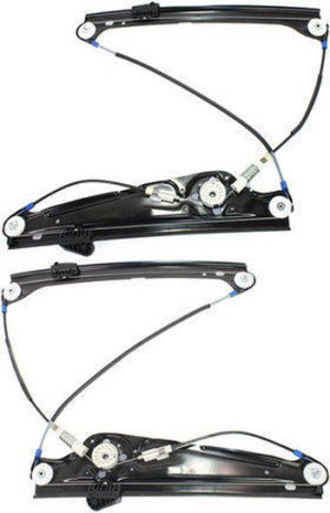 Front Window Regulator Pair/Set for BMW 7-Series 2002-2008, Right (Passenger) and Left (Driver), Power, Without Motor, Replacement Models: for 745i, 745Li, 750i, 750Li, 760i, 760Li