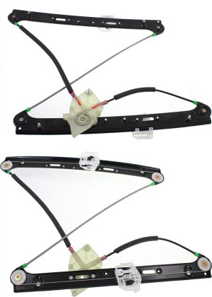 Front Window Regulator Pair/Set for BMW X3 2004-2010, Right (Passenger) and Left (Driver), Power, without Motor, Replacement
