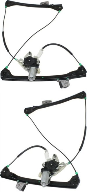 Front Window Regulator Pair/Set for BMW 3-Series 1999-2006, Power, with Motor, Suitable for Convertible/Coupe, Right (Passenger) and Left (Driver), Replacement