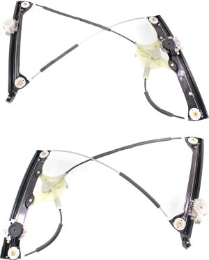 Pair/Set - Front Window Regulator for BMW 6-Series 2012-2018, Right (Passenger) and Left (Driver), Power, w/o Motor, Convertible/(Coupe 2012-2017) Replacement