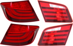 Inner and Outer Tail Light Pair/Set for BMW 5-Series Sedan, 2011-2013, Right (Passenger) and Left (Driver), Pair/Set of 4, Replacement - Fits 528i, 535i, 550i.
