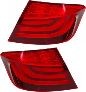 LED Tail Light Assembly Pair/Set for BMW 5-Series Sedan (2011-2013) Includes Right (Passenger) and Left (Driver) Outer Assemblies, Replacement. Models: for 520i, 523i, 525i, 528i, 530i.