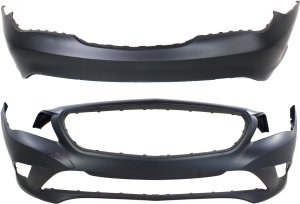 Front and Rear Bumper Cover Set for Mercedes-Benz CLA250 2014-2016, Primed (Ready to Paint), without AMG Styling Package, No Active Park Assist Sensor Holes - Replacement
