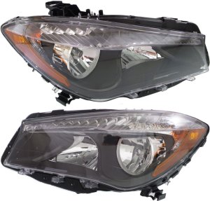 Headlight Assembly Pair/Set for Mercedes-Benz CLA250/CLA45 AMG 2014-2019, Right (Passenger) and Left (Driver), Halogen, without HID Option, Replacement