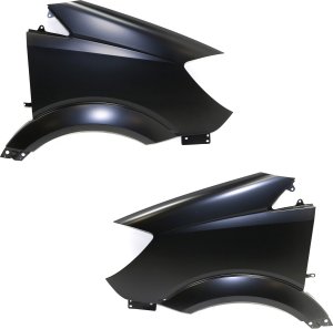 Front Fender Pair/Set for Mercedes-Benz Sprinter 2014-2018, Right (Passenger) and Left (Driver), Primed (Ready to Paint), without Side Light Hole, Replacement