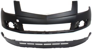 Front Bumper Cover Set for CADILLAC SRX 2010-2012, Upper and Lower, Set of 2, without Headlight and Parking Assist Sensor Holes, Replacement