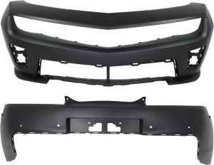 Front and Rear Bumper Cover Set for 2012-2015 Chevrolet Camaro, Primed (Ready to Paint), ZL1 Model, Convertible/Coupe Replacement