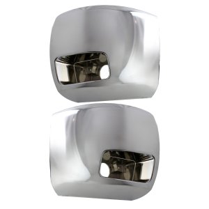 Front Bumper End Pair/Set for Chevrolet Silverado 2500 HD/3500 HD 2007-2012, Right (Passenger) and Left (Driver), Chrome, with Fog Light Hole, Fits 2007 Non Classic, Replacement