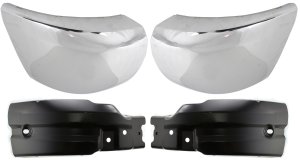 Front Bumper End Pair/Set for Chevrolet Silverado 2500 HD/Silverado 3500 HD 2007-2010, Right (Passenger) and Left (Driver), Chrome, Replacement