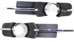 Front Fog Light Molding Pair/Set for Chevrolet Malibu 2008-2012, Right (Passenger) and Left (Driver), Black with Chrome Trim, Suitable for LT/LTZ Models - Replacement