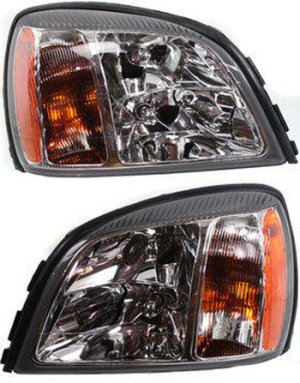 Headlight Assembly Pair/Set for 2003 Cadillac Deville, Right (Passenger) and Left (Driver), Halogen Replacement