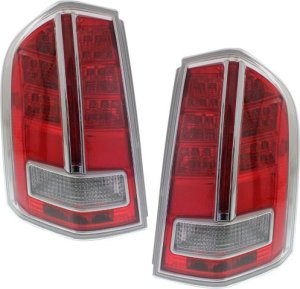 Tail Light Assembly Pair/Set for 2011-2012 Chrysler 300, Right (Passenger) and Left (Driver), with Chrome Accent, Applicable to Models up to March 19, 2012, Replacement